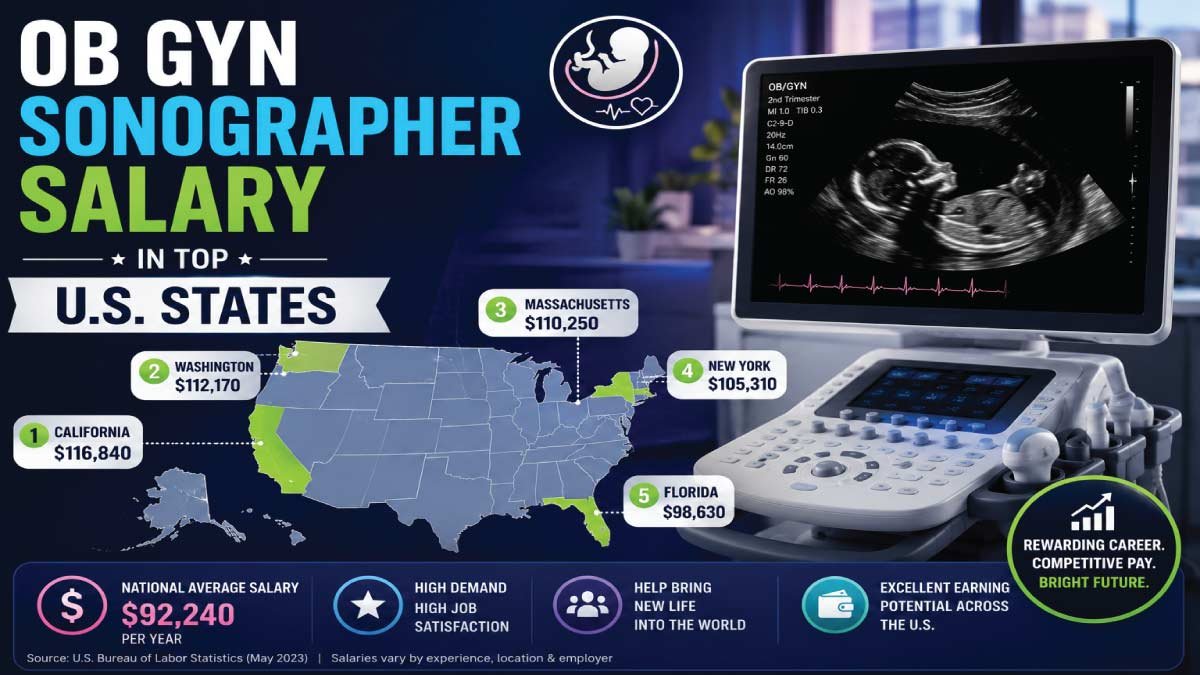 OB GYN Sonographer Salary in Top U.S. States